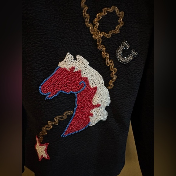 BMW Vintage Black Embroidered Horse Jacket; Has shoulder pads; Size M - Picture 3 of 9